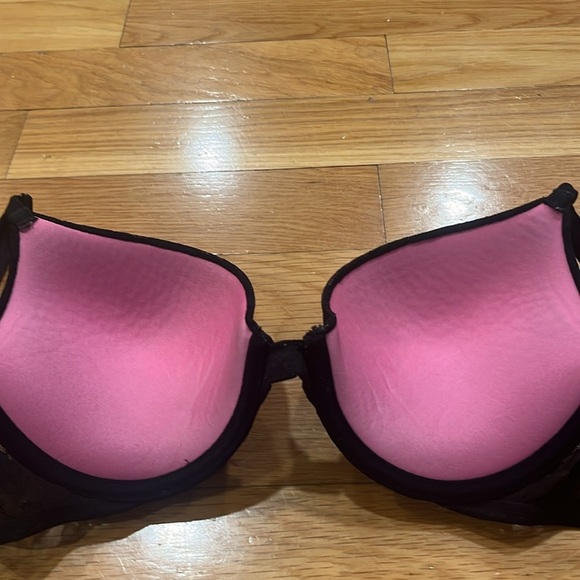 Pink Victoria’s Secret black lace everywhere push-up bra size 36B . - Picture 3 of 8